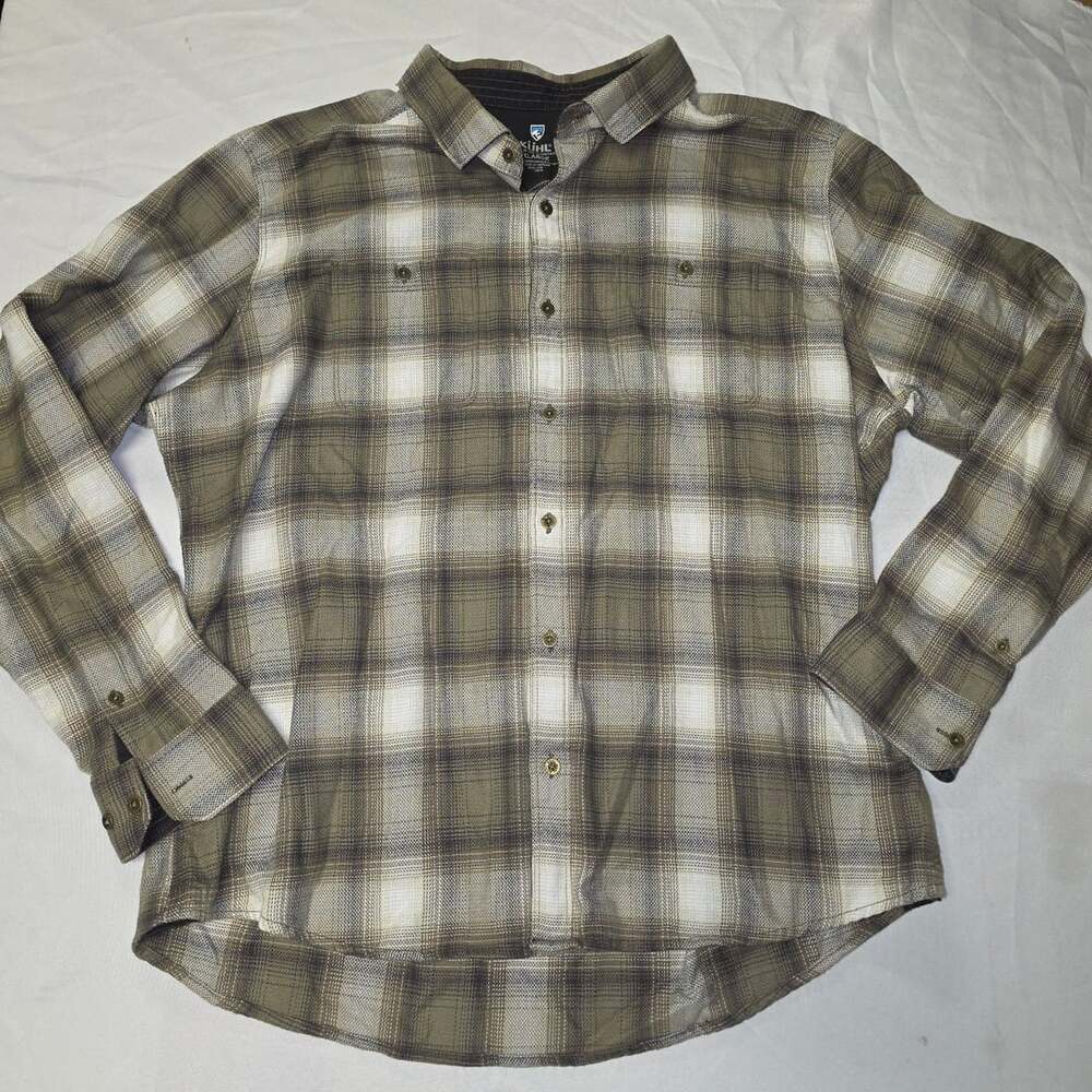 Kuhl Law Flannel Green Plaid Long Sleeve Button Up Shirt men's XL